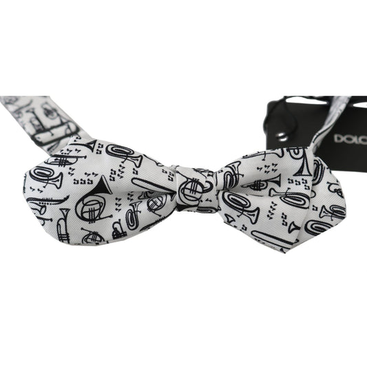 Dolce & Gabbana White Instruments Adjustable Neck Papillon Men Bow Tie Bow Tie