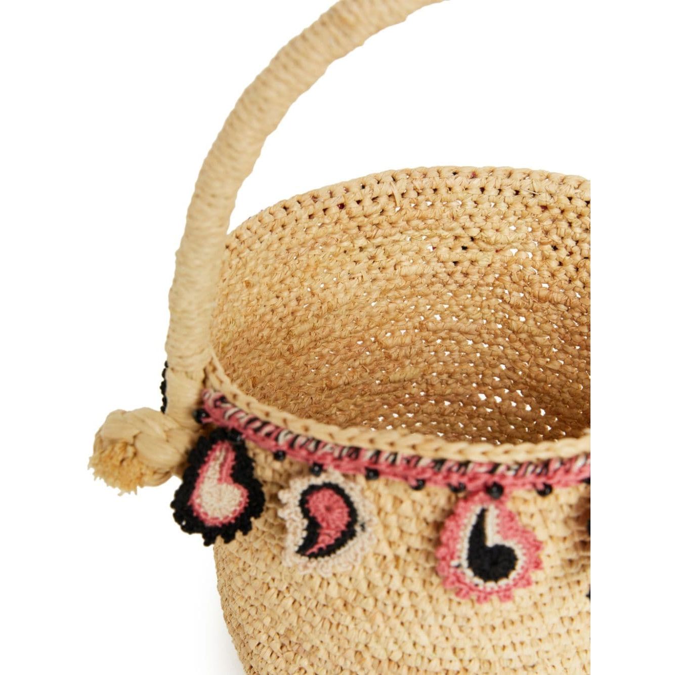 Alanui paisley-appliqué raffia basket bag