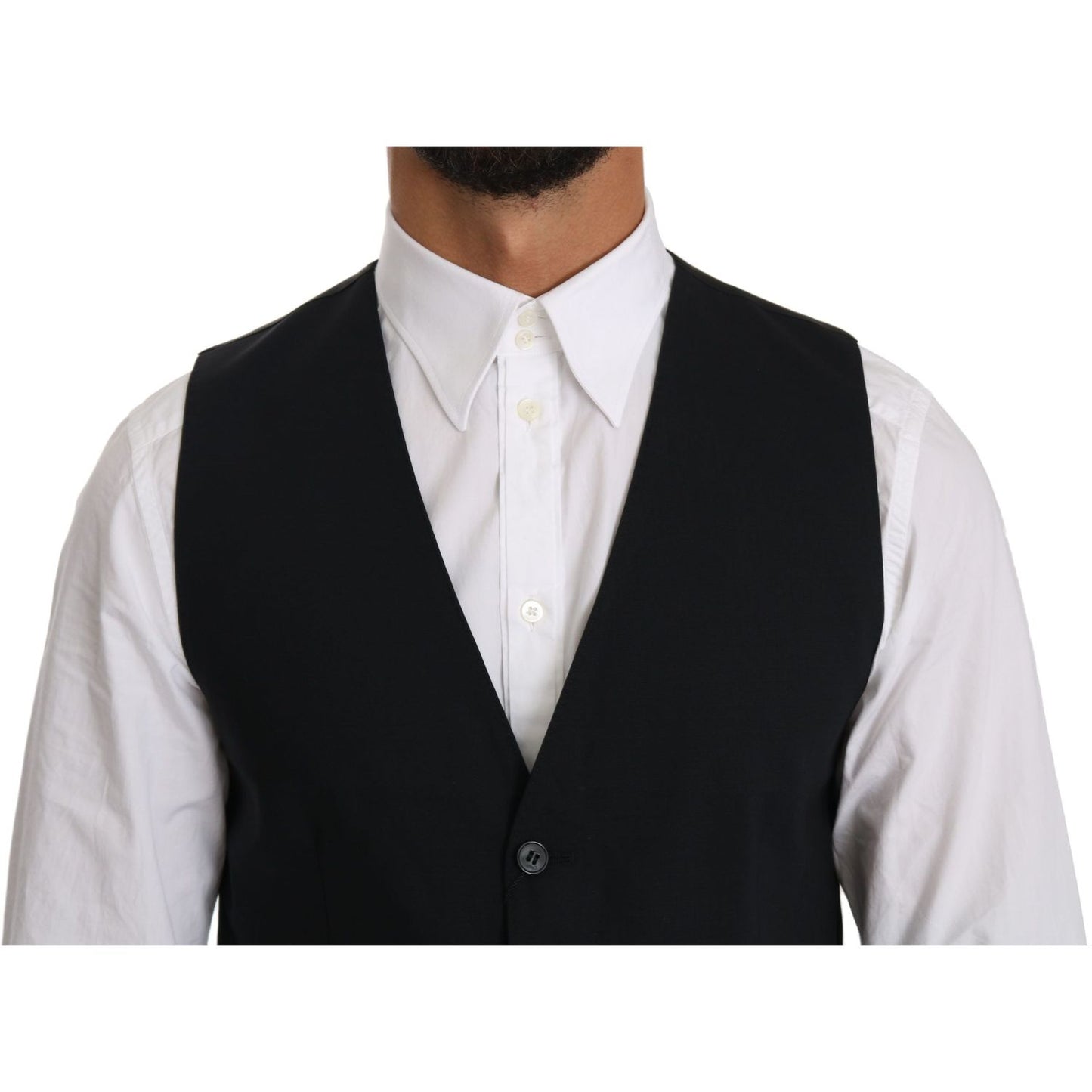 Dolce & Gabbana Blue Wool Waistcoat Formal Gilet Vest TSH3952-46