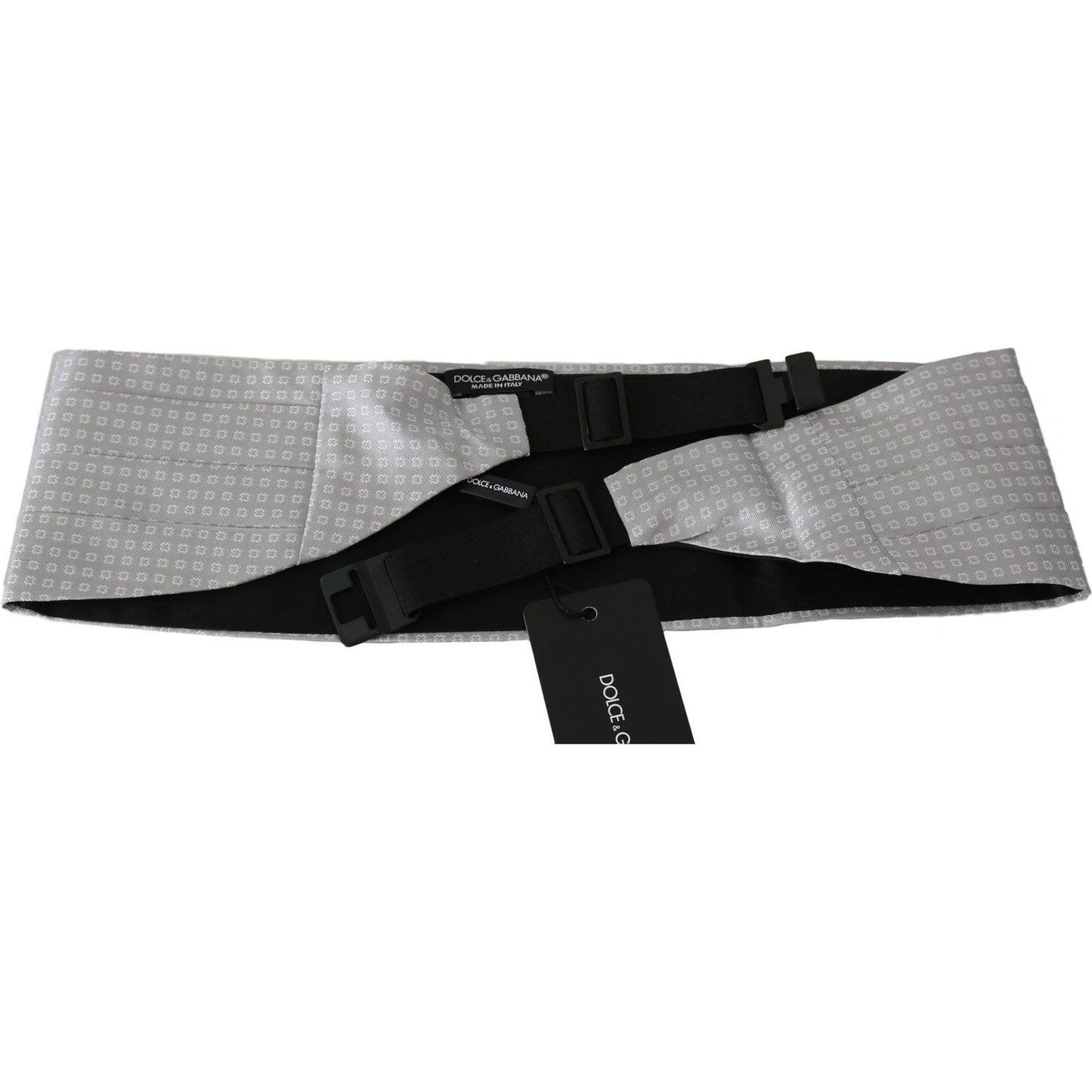 Dolce & Gabbana Gray Patterned Waist Belt Silk Cummerbund Dolce & Gabbana