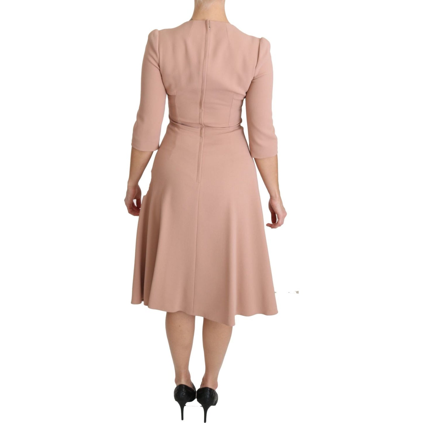 Dolce & Gabbana Pink 3/4 Sleeves A-line Viscose Dress DR2100-38