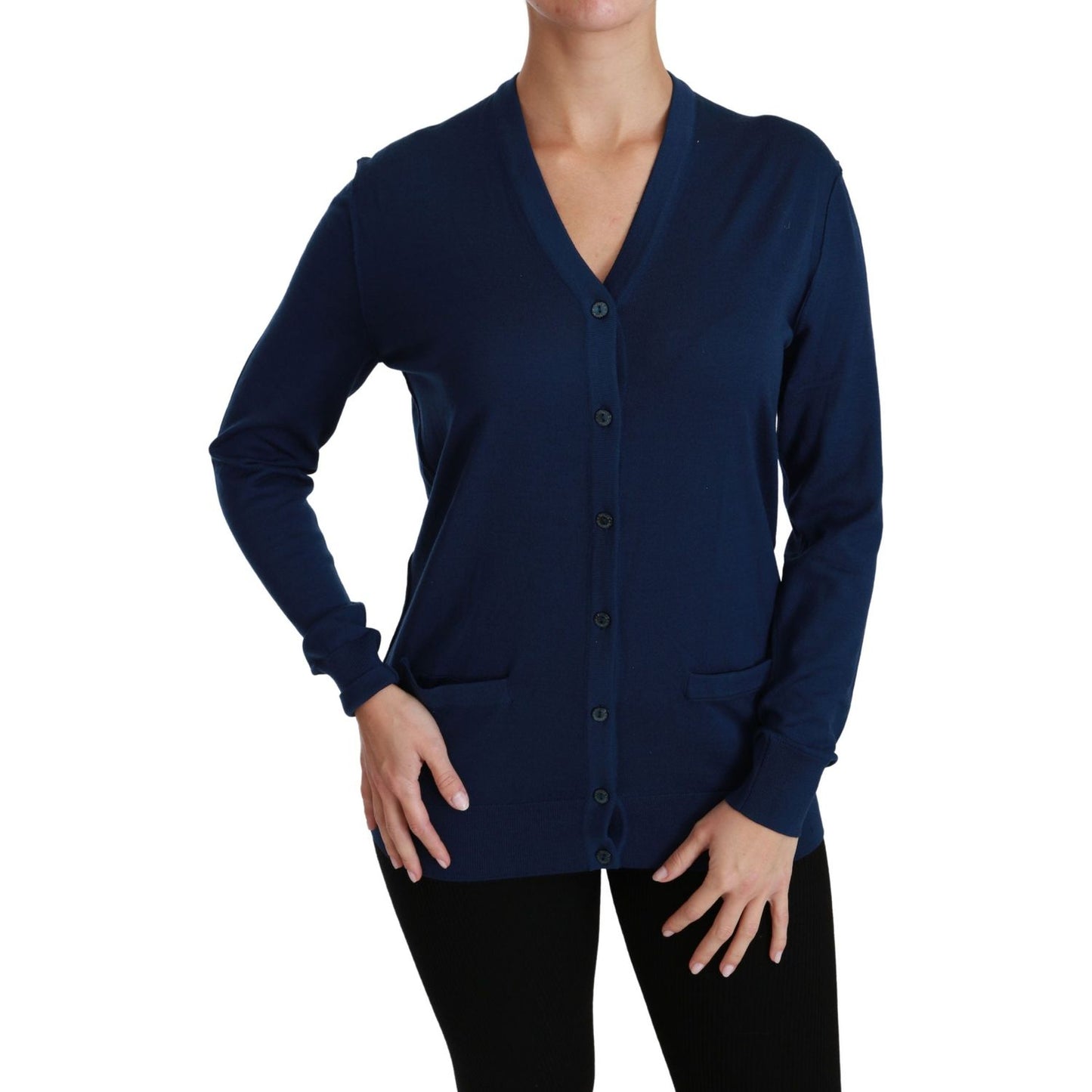 Dolce & Gabbana Blue Button Cardigan Virgin Wool Sweater TSH4441-36