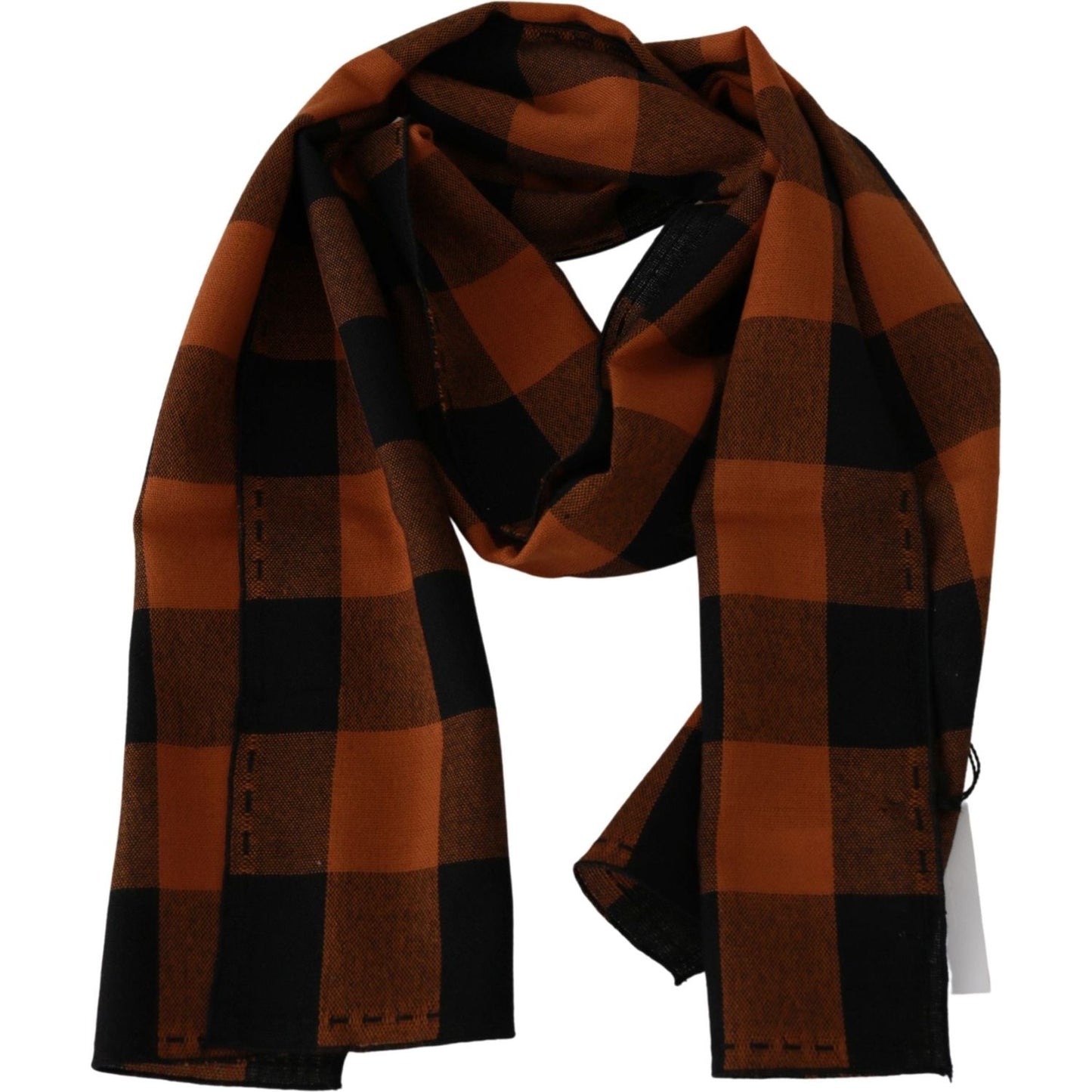 Costume National Orange Check Neck Wrap Shawl Scarf MS1537