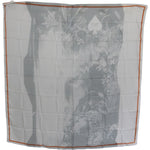 Costume National Gray Orange Silk Floral Foulard Wrap Scarf BGMS1643