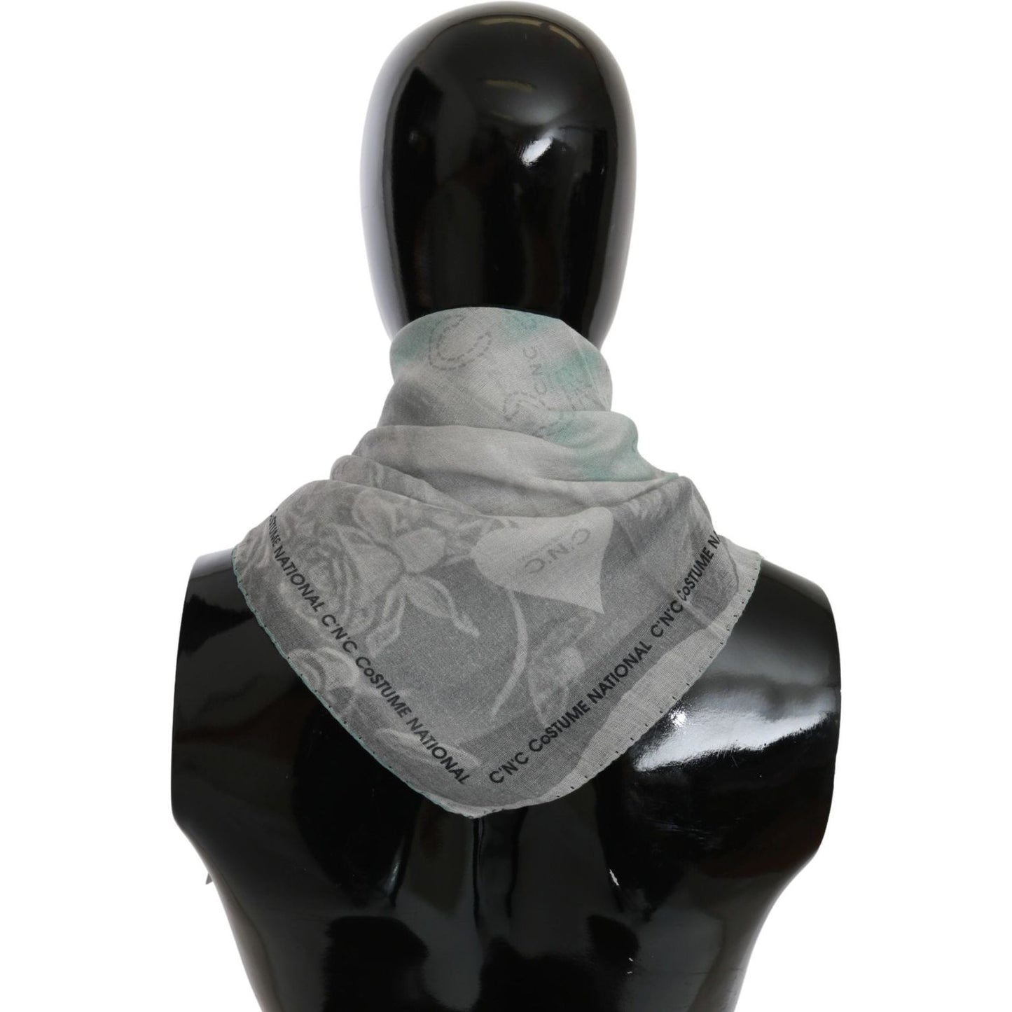Costume National Gray Silk Shawl Foulard Wrap Scarf MS1657