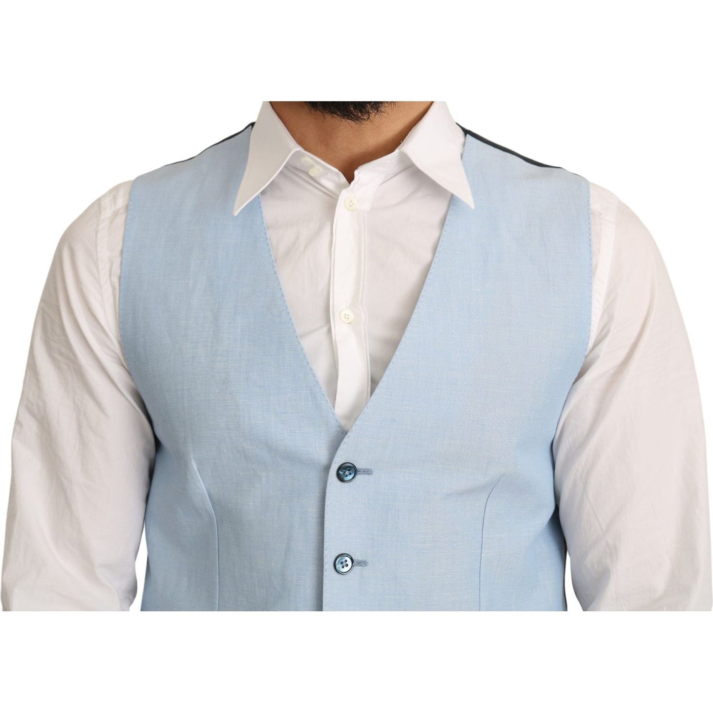 Dolce & Gabbana Blue Viscose Stretch Formal Coat Vest TSH5045-48