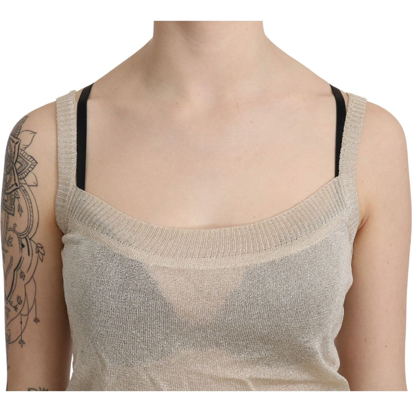 BYBLOS Beige Sleeveless Spaghetti Strap Tank See Through Top TSH4383-46