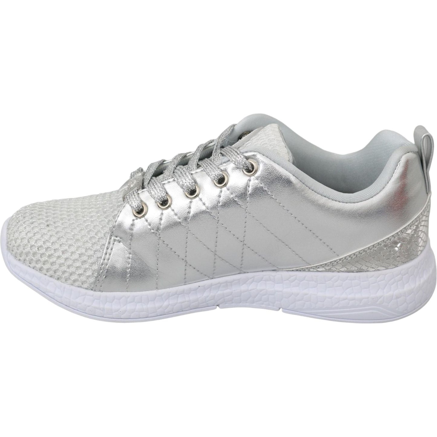 Philipp Plein Gisella Silver Polyester Sneakers Shoes LA7174-37
