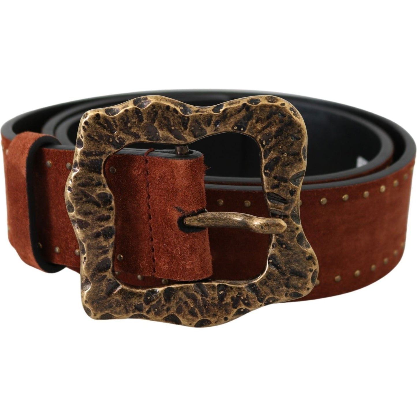 Dolce & Gabbana Brown Suede Leather Studded Baroque Belt BEL60802-90