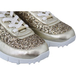 Jimmy Choo Antique Gold Glitter Leather Sneakers 192954492823