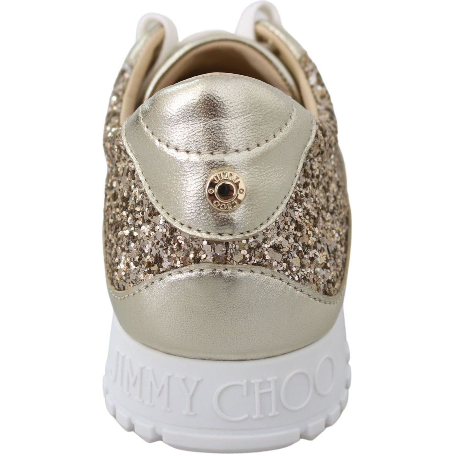Jimmy Choo Antique Gold Glitter Leather Sneakers 192954492823