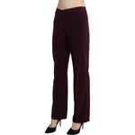BENCIVENGA Purple Suede High Waist Straight Trouser Pants PAN71365-48