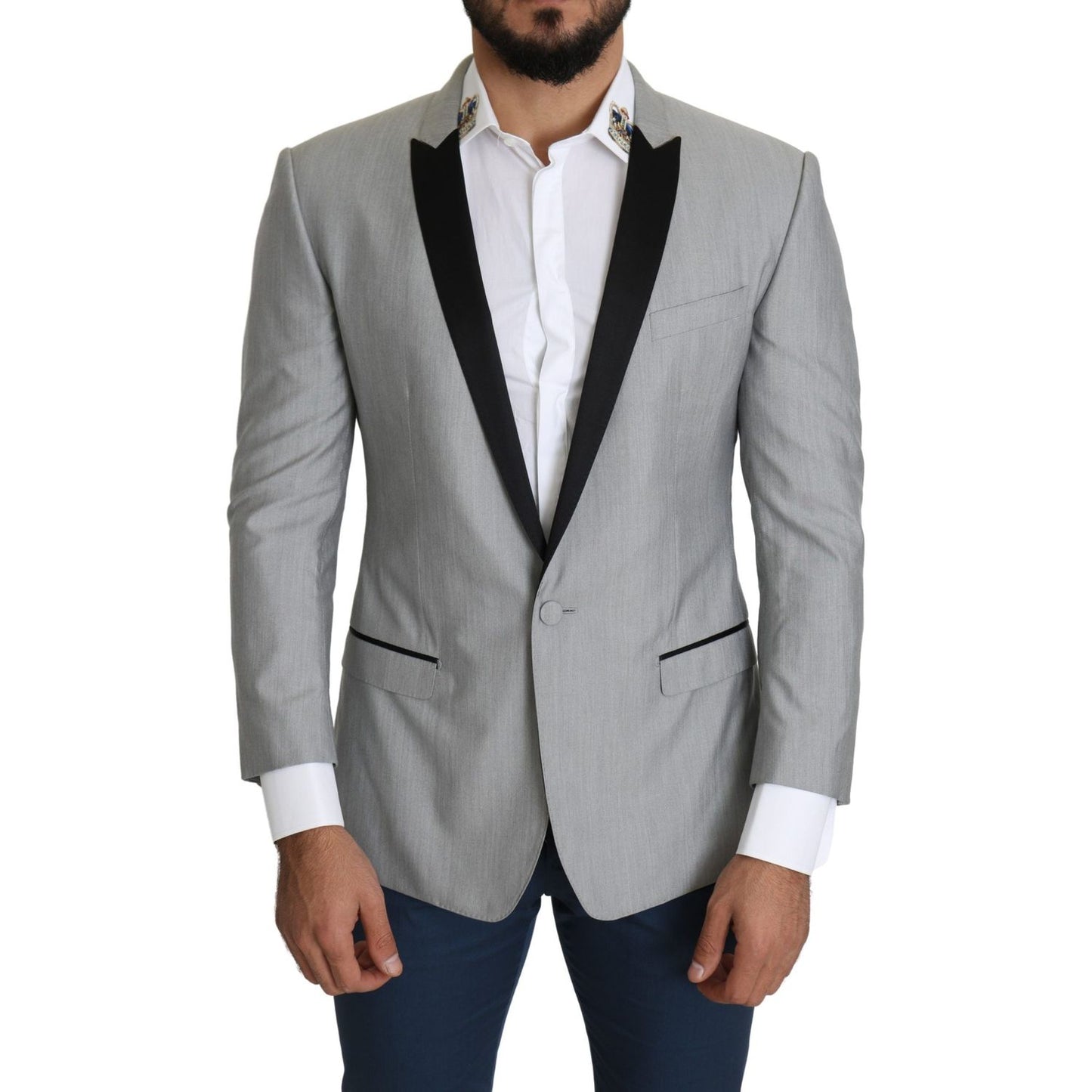 Dolce & Gabbana Light Gray Single Breasted SARTORIA Blazer JKT2793-50