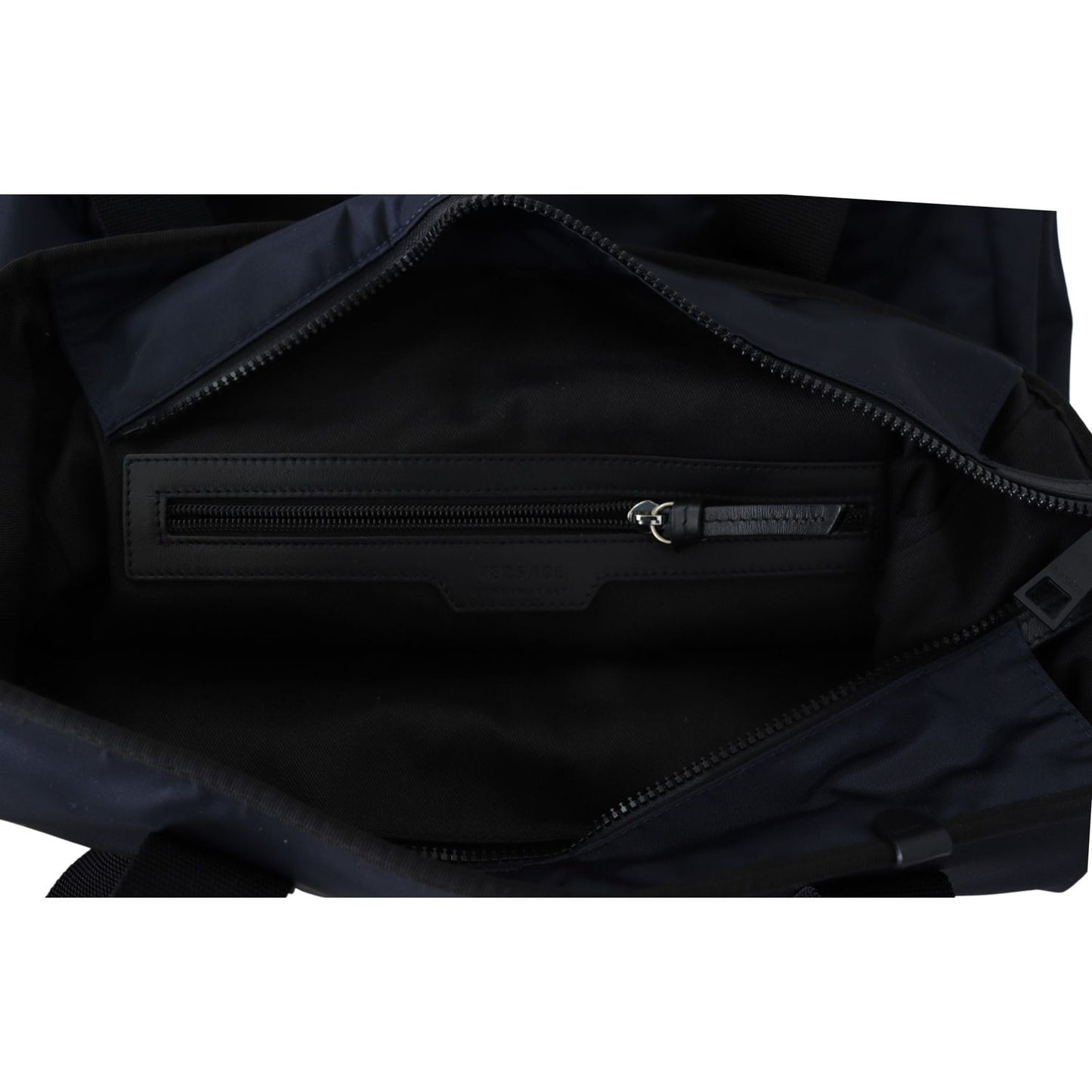Versace Elegant Blue Nylon Tote Bag 8053850331093