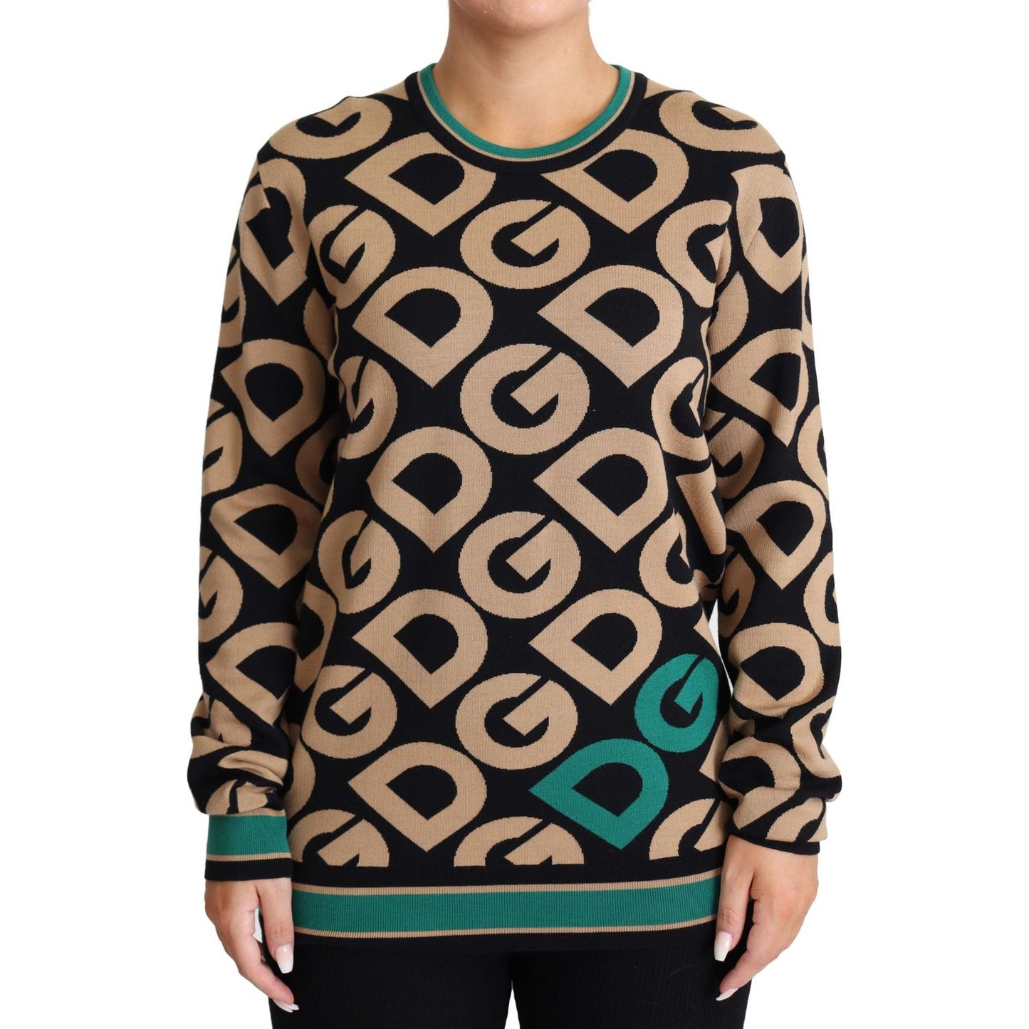 Dolce & Gabbana Multicolor DG Mania Wool Crewneck Pullover Sweater TSH5538-40