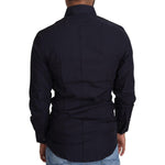 Dolce & Gabbana Navy Blue Cotton Formal Dress Shirt TSH5498-37