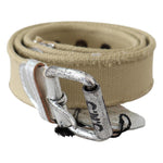 Costume National Beige Cotton Rustic Logo Buckle Belt BEL8025-85