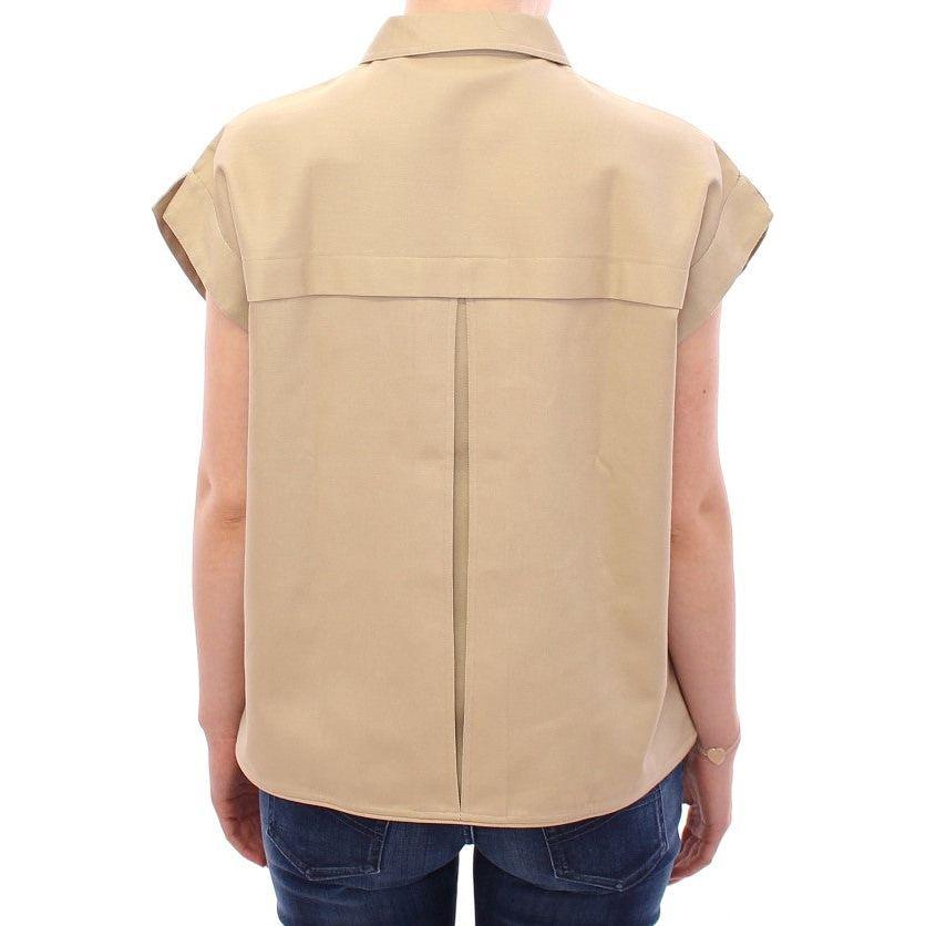 Andrea Incontri Beige Sleeveless Blouse Top GSS10726-1