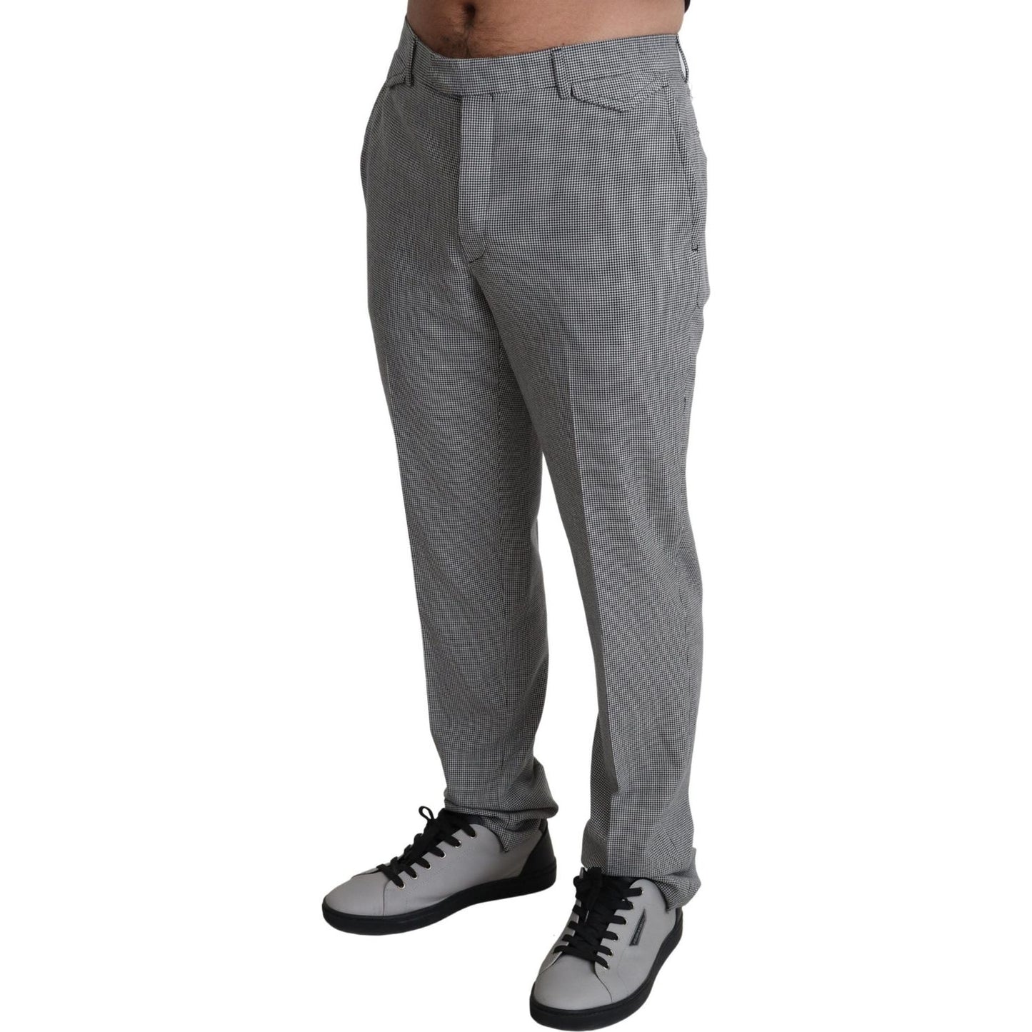 BENCIVENGA Gray Wool Checkered Dress Men Formal Trouser Pants PAN71983-52