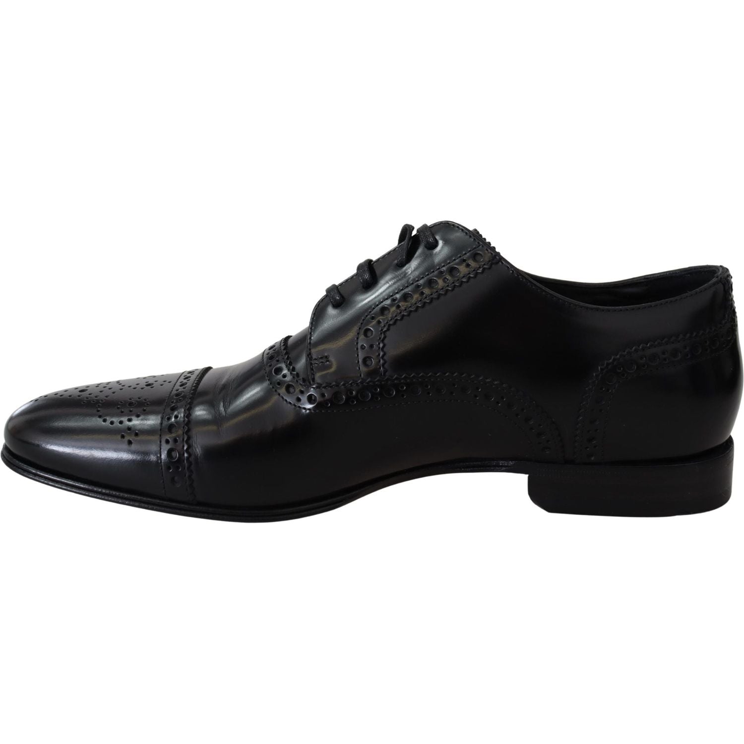 Dolce & Gabbana Black Leather Men Derby Formal Loafers Shoes