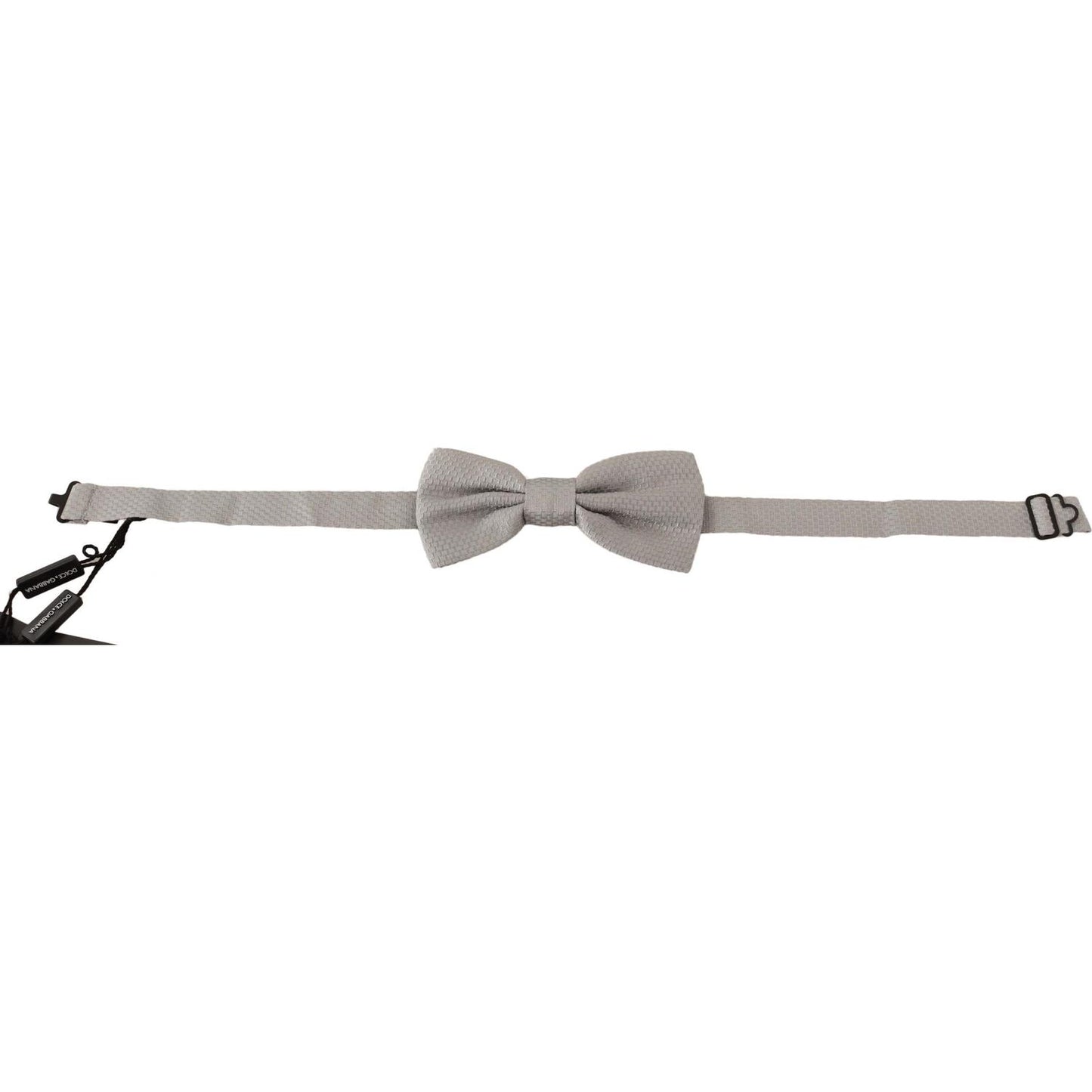 Dolce & Gabbana Silver Gray 100% Silk Adjustable Neck Papillon Bow Tie FT3504
