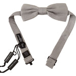 Dolce & Gabbana Silver Gray 100% Silk Adjustable Neck Papillon Bow Tie FT3504
