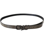 Costume National Dark Brown Leather Letter Logo Buckle Belt BEL60970- 100