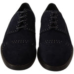 Dolce & Gabbana Blue Suede Leather Derby Studded Shoes MV1933 -44