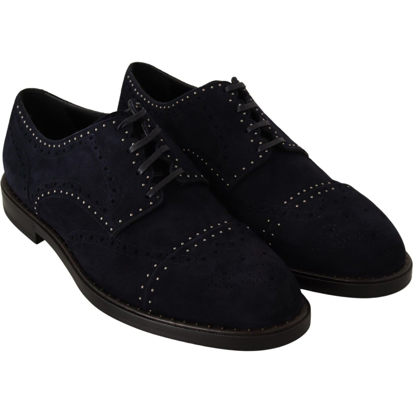 Dolce & Gabbana Blue Suede Leather Derby Studded Shoes MV1933 -44
