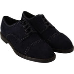 Dolce & Gabbana Blue Suede Leather Derby Studded Shoes MV1933 -44