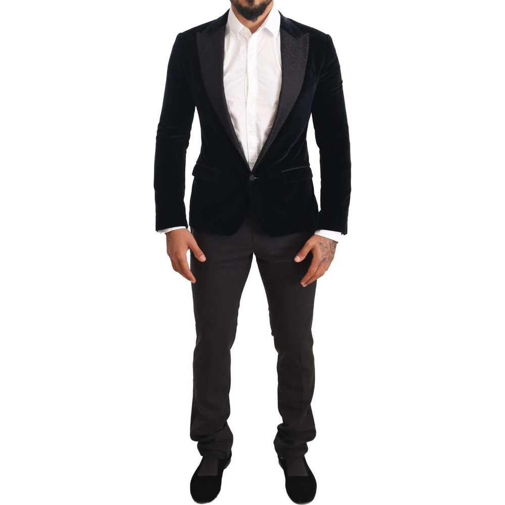 Dolce & Gabbana Blue Velvet Cotton Slim Fit Smoking Suit KOS1904-46