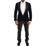 Dolce & Gabbana Blue Velvet Cotton Slim Fit Smoking Suit KOS1904-46