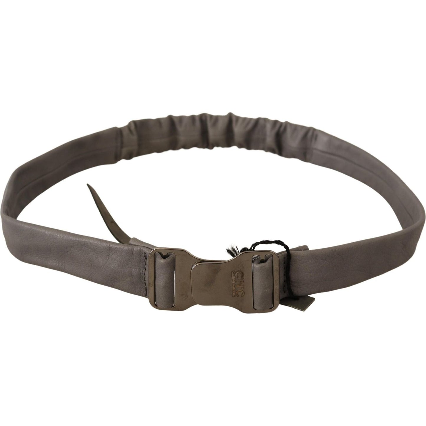Costume National Gray Leather Silver Buckle Waist Belt BEL61044 -85