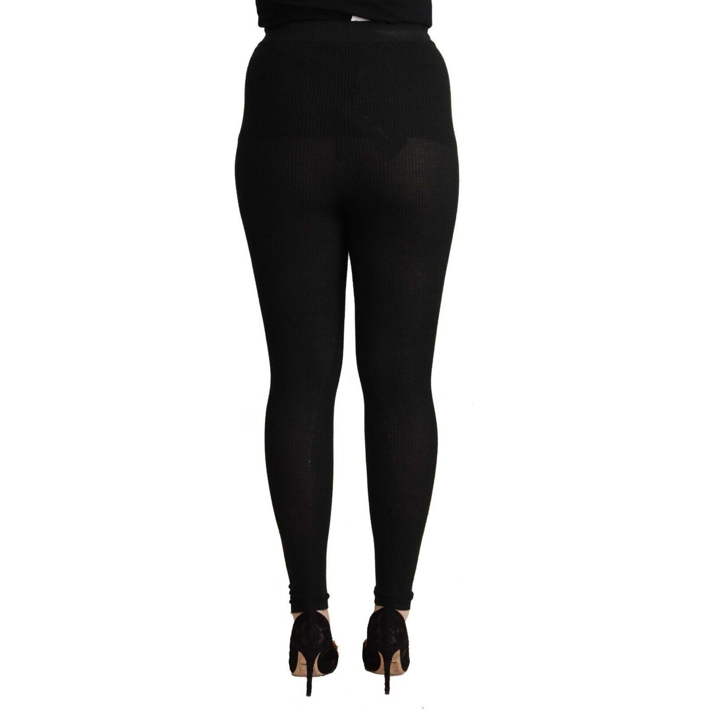 Dolce & Gabbana Black Cashmere Stretch Waist Tights Pants Dolce & Gabbana