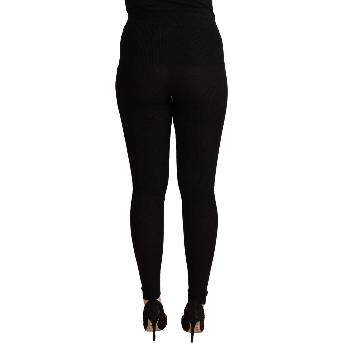 Dolce & Gabbana Black Cashmere Stretch Waist Tights Pants Dolce & Gabbana