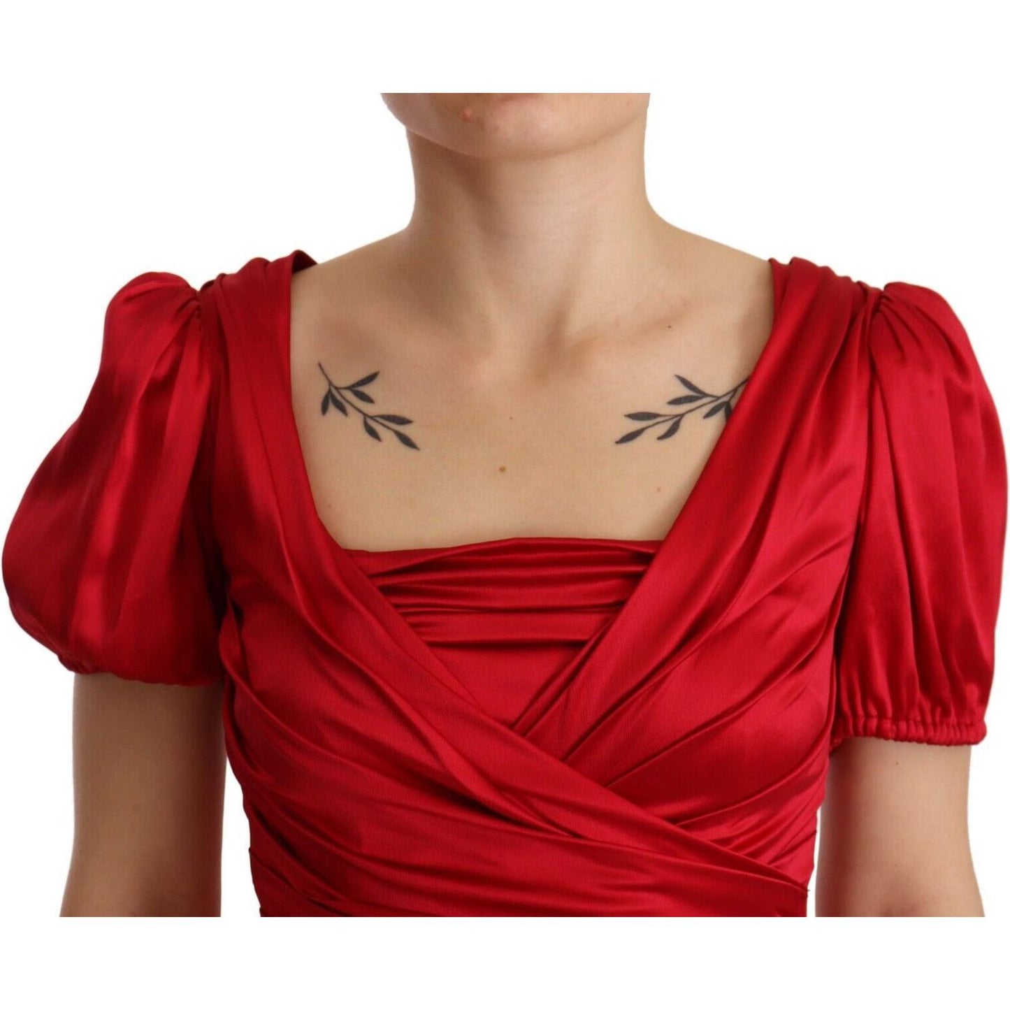 Dolce & Gabbana Red Silk Stretch Sheath Mermaid Gown Dress DR28308 - 40