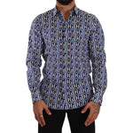 Dolce & Gabbana Blue Logo Mania Slim Fit Cotton Shirt TSH7569- 38