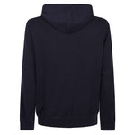 Back view of Brunello Cucinelli Sweaters Blue hoodie with hood and ribbed cuffs