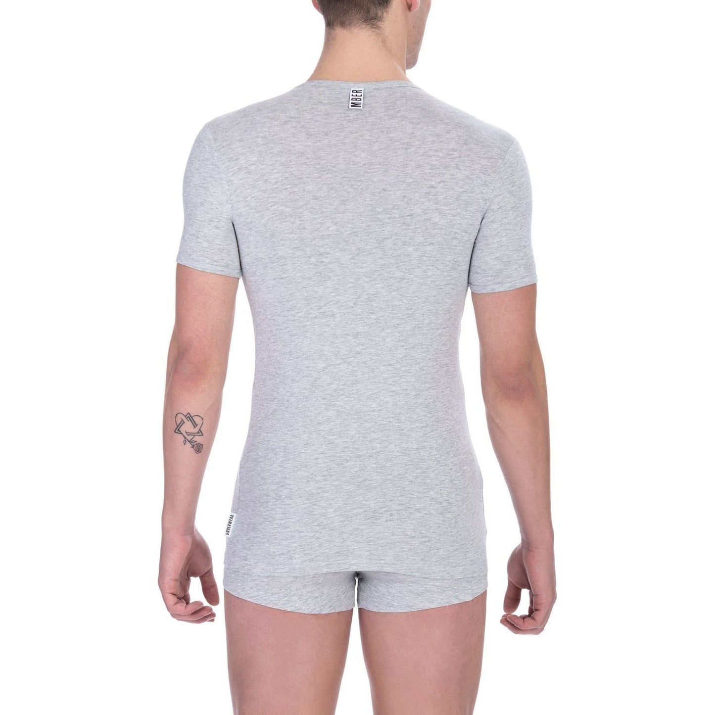 Bikkembergs Gray Cotton Men T-Shirt BI-22369-M