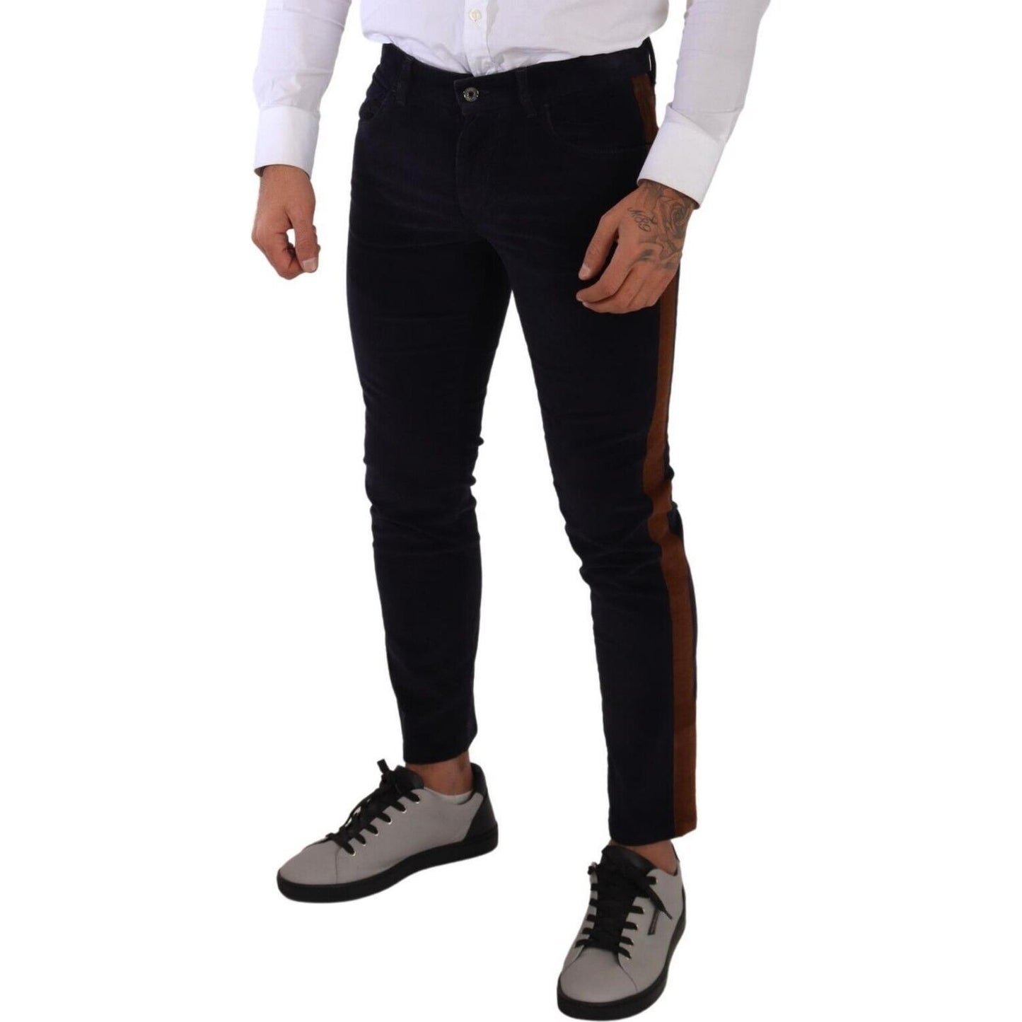 Dolce & Gabbana Blue Cotton Stretch Skinny Corduroy Jeans PAN72746 - 48