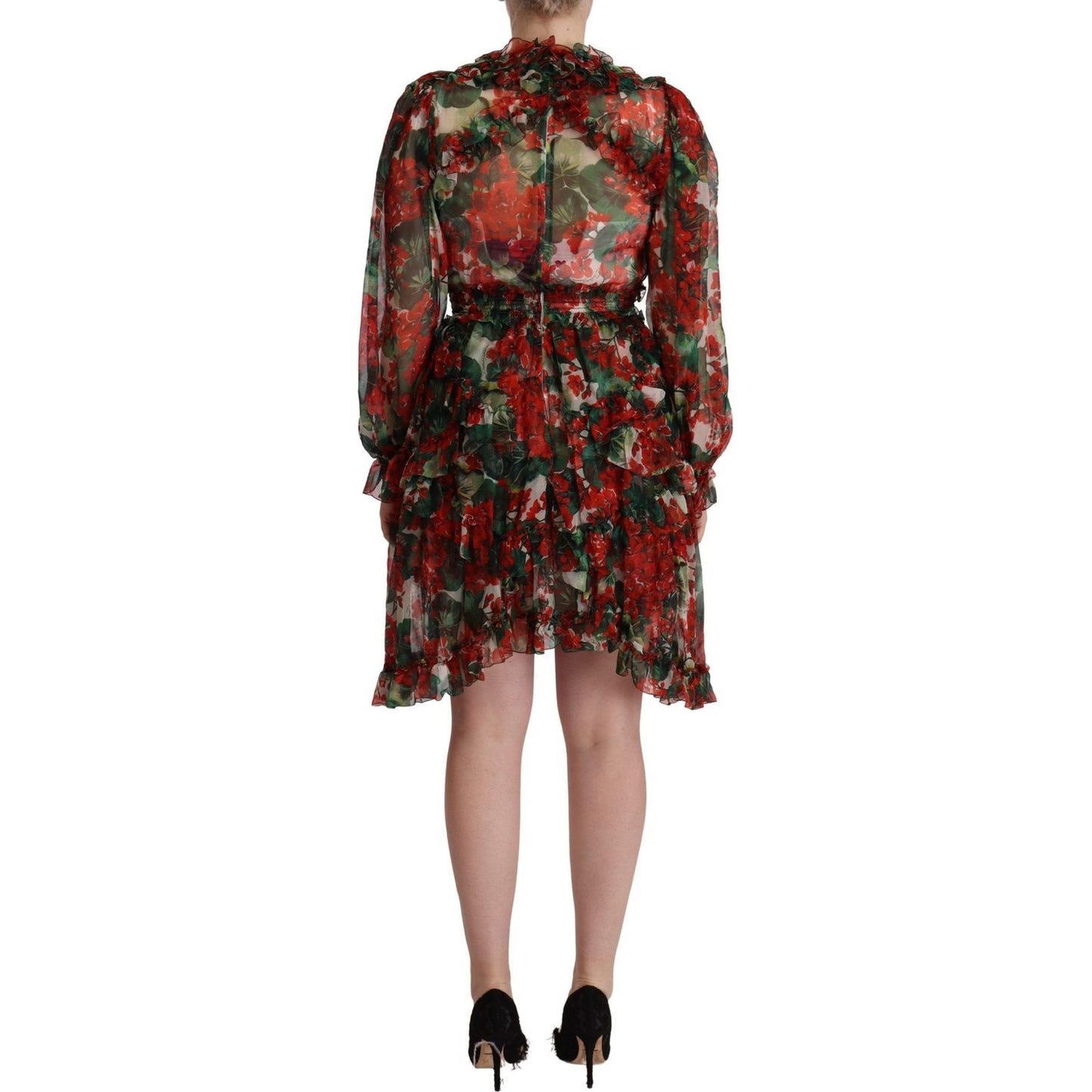 Dolce & Gabbana Multicolor Red Floral Silk Long Maxi Dress DR28614- 40