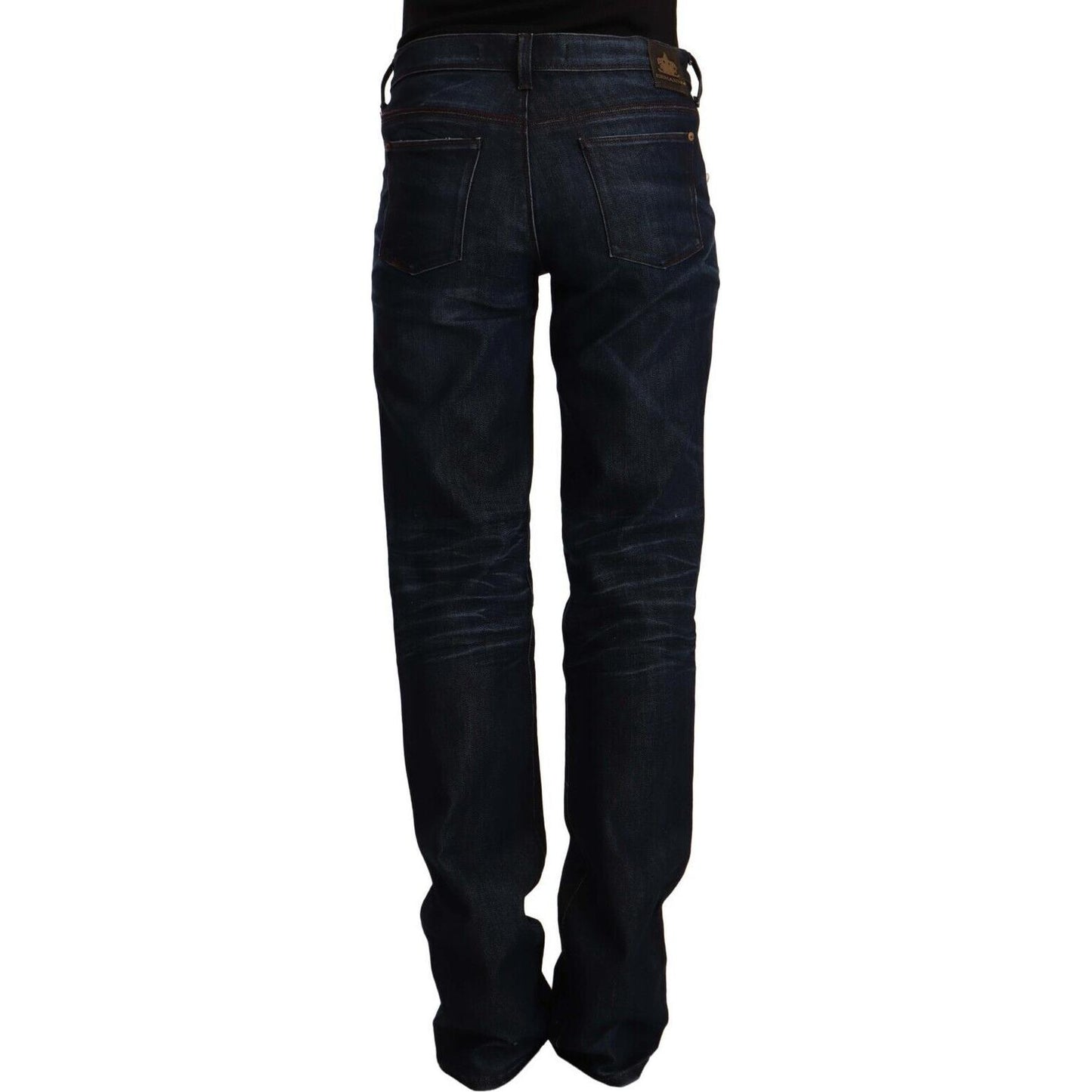 Ermanno Scervino Dark Blue Mid Waist Cotton Denim Straight Jeans SIG12473 - 26