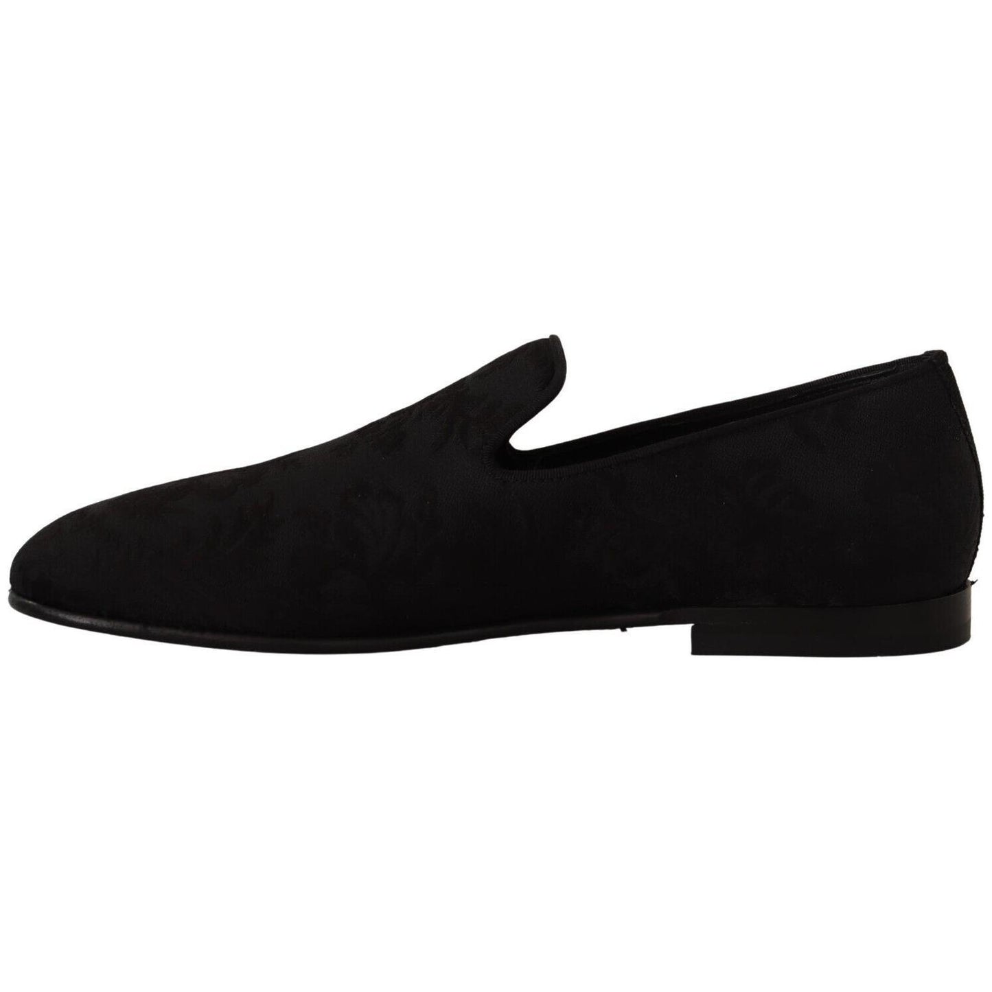 Dolce & Gabbana Black Jacquard Slippers Flats Loafers Shoes MV4476 - 40