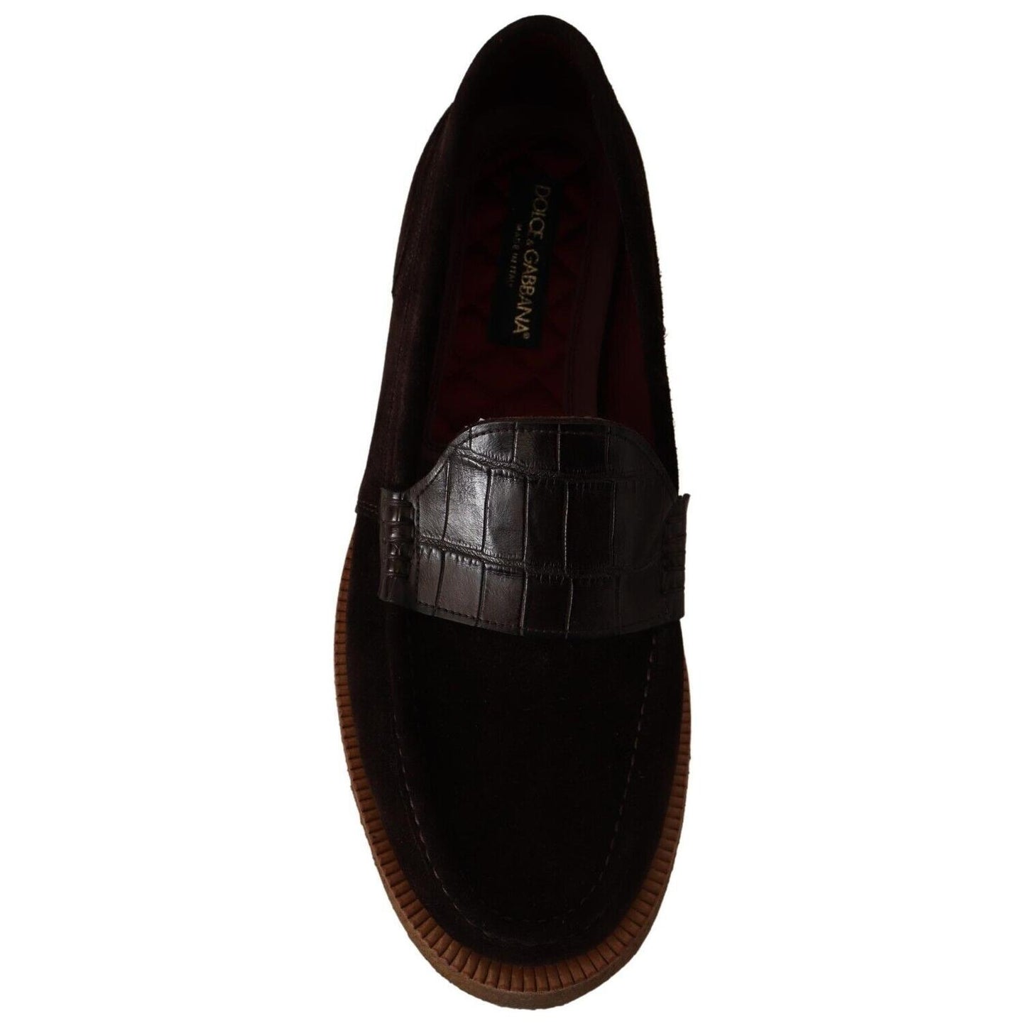 Dolce & Gabbana Brown Suede Leather Slip On Flats Moccasin Shoes Dolce & Gabbana