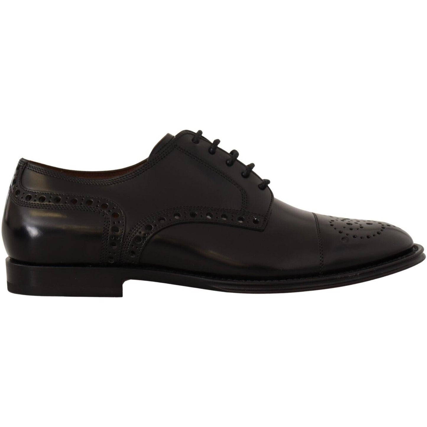 Dolce & Gabbana Black Leather Wingtip Mens Formal Derby Shoes MV4692 - 39