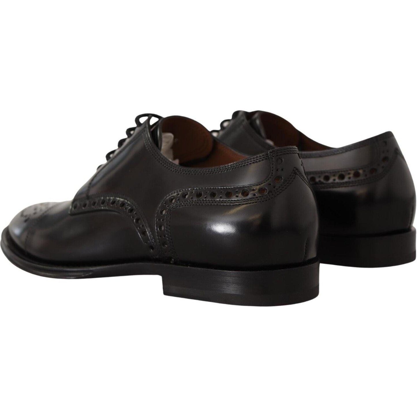 Dolce & Gabbana Black Leather Wingtip Mens Formal Derby Shoes MV4692 - 39