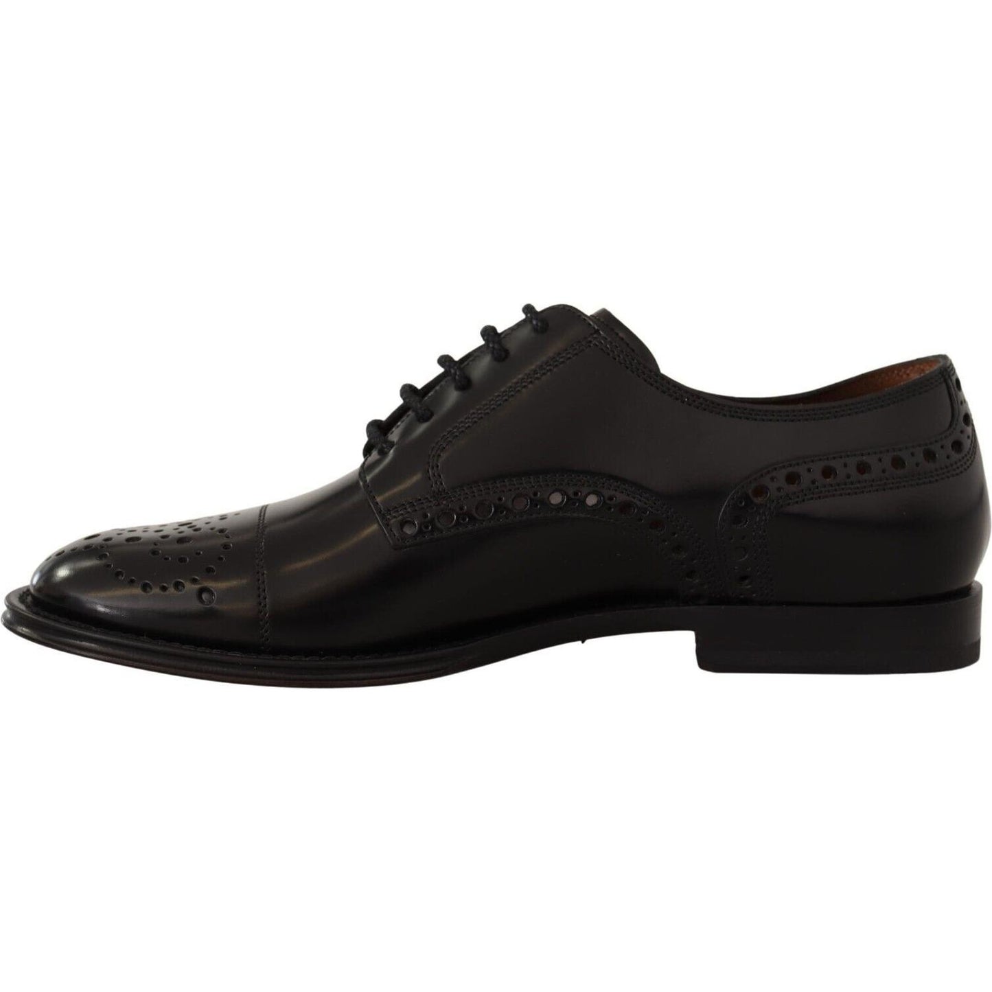 Dolce & Gabbana Black Leather Wingtip Mens Formal Derby Shoes MV4692 - 39