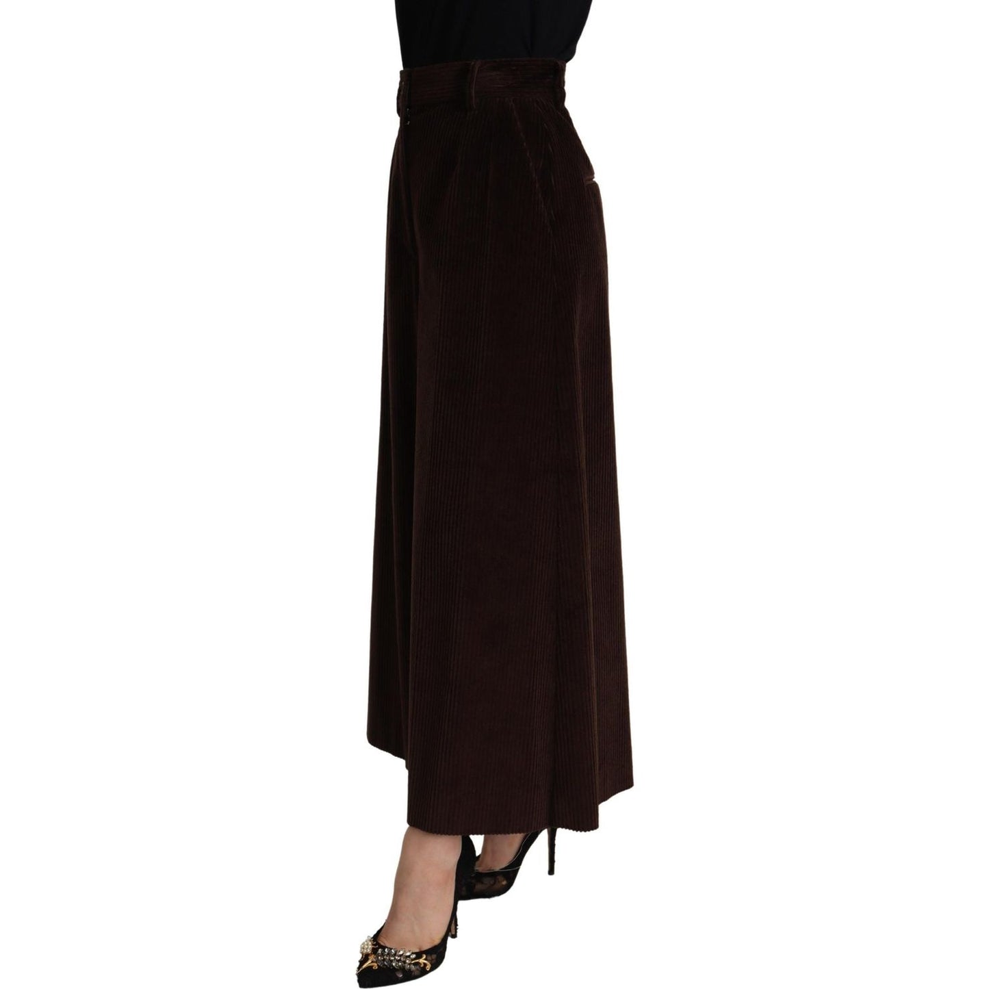 Dolce & Gabbana Bordeaux Corduroy Cotton Trouser Wide Leg Pants PAN72817- 40