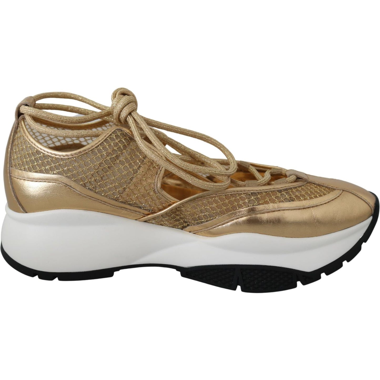 Jimmy Choo Golden Glamour Mesh Leather Sneakers 192954325046