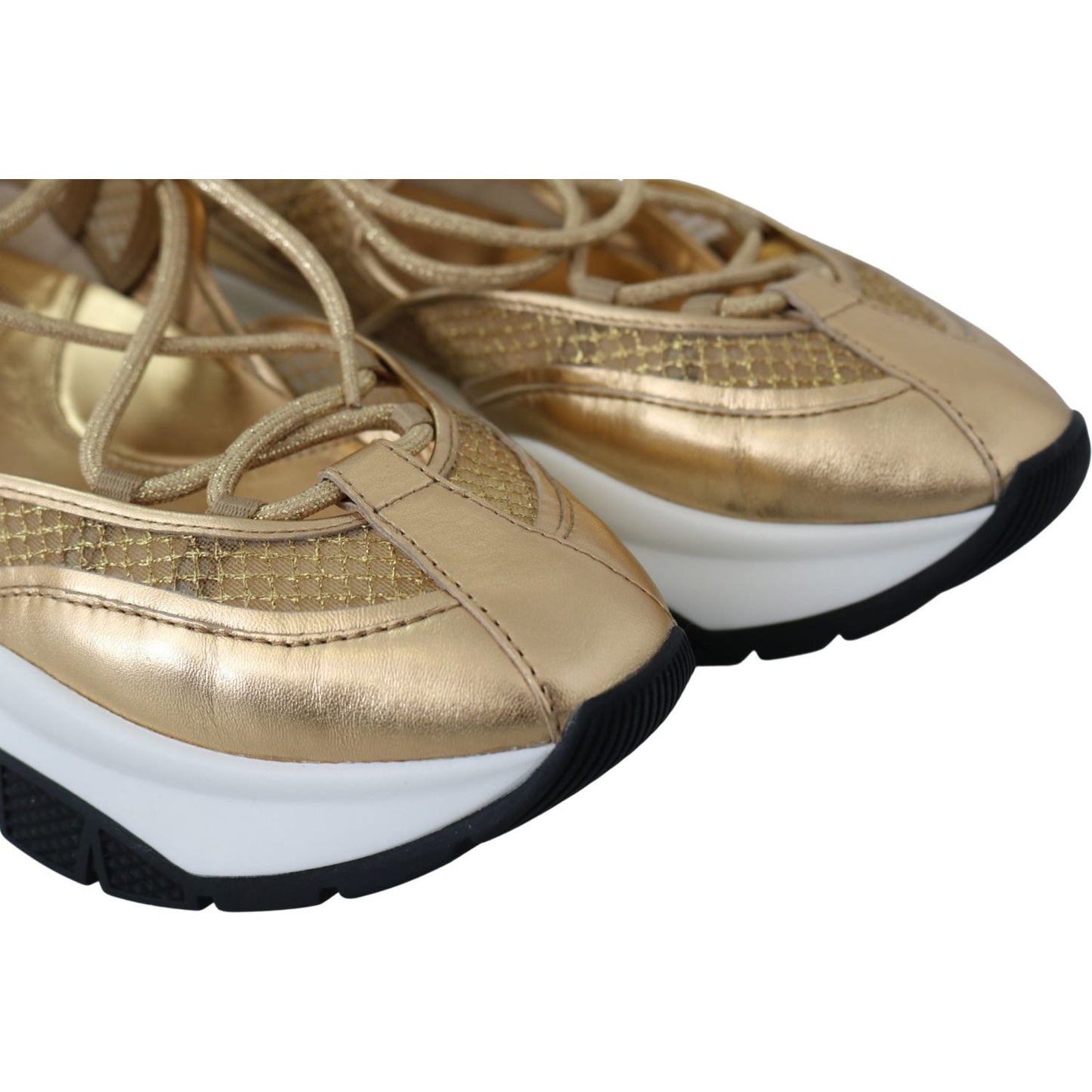 Jimmy Choo Golden Glamour Mesh Leather Sneakers 192954325046